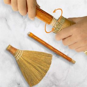 img 1 attached to 🧹 Vietnamese Straw Soft Broom - Small Natural Whisk Sweeping Hand Handle Broom for Cleaning - Decoration Items - Indoor/Outdoor - 7.87'' Width x 24.4'' Length