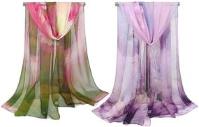 img 3 attached to 🌸 Fashionable Acotavie 2 Pcs Lightweight Scarfs for Women - Floral Print Shawls, Perfect Holiday Gifts