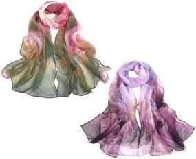 img 4 attached to 🌸 Fashionable Acotavie 2 Pcs Lightweight Scarfs for Women - Floral Print Shawls, Perfect Holiday Gifts