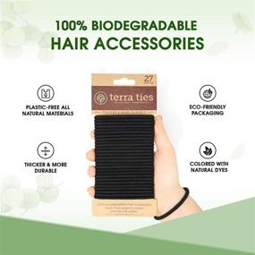 img 1 attached to 🌿 Environmentally-Friendly Elastic Hair Ties: Organic Biodegradable Hair Accessories for Women & Men - No Crease Black Hair Tie Ponytail Holders, Buns, and More - Plastic Free, 27-count