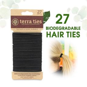 img 3 attached to 🌿 Environmentally-Friendly Elastic Hair Ties: Organic Biodegradable Hair Accessories for Women & Men - No Crease Black Hair Tie Ponytail Holders, Buns, and More - Plastic Free, 27-count