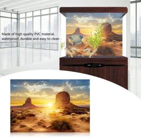 img 1 attached to 🐠 HEEPDD Aquarium Poster - Sun and Desert Style Fish Tank Terrarium Background Thicker PVC Adhesive Static Cling Wallpaper Sticker