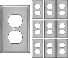 img 4 attached to 🔌 10 Pack BESTTEN Duplex Receptacle Metal Wall Plate: Durable Corrosion Resistant Outlet Cover with White/Clear Plastic Film, 1 Gang Industrial Stainless Steel - Brushed Finish, Silver