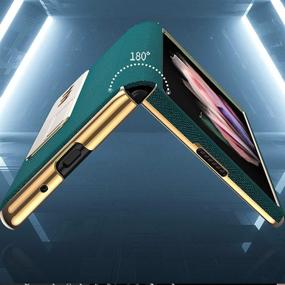 img 1 attached to DOOTOO For Samsung Galaxy Z Fold 3 Case Luxury Leather Hybrid Plating PC With Kickstand Cover Shockproof Protective Fold Case For Samsung Galaxy Z Fold 3 5G 2021 (Green)