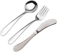 🍴 premium stainless steel child toddler flatware set: kids fork knife spoon - mirror polished steel utensils for toddlers and children logo