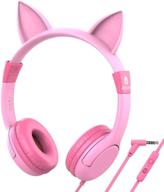 iclever hs01 kids headphones with mic - cat ear pink headphones for kids girls boys, volume limited 85/94db, food grade safe, wired children headphones for online learning/school/travel/tablet logo