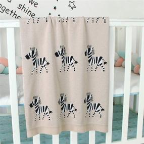 img 3 attached to 🦓 Mimixiong 100% Pure Cotton Baby Blankets Soft Nursery Blanket for Newborn Baby with Cute Zebra - Khaki, 30x40 Inches