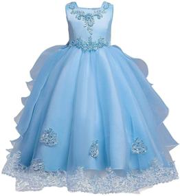 img 4 attached to 👗 Embroidered Applique Princess Communion Bridesmaid Dresses for Girls' Clothing