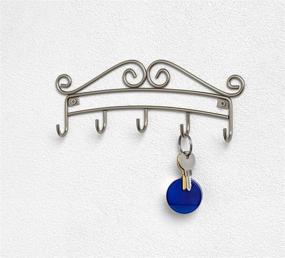 img 2 attached to 🔑 Satin Nickel Wall-Mounted Key Holder & Organizer - Spectrum Diversified Scroll 5-Hook Rack for Hanging Car & House Keychains, Traditional Entryway Organizer, and Wall Décor