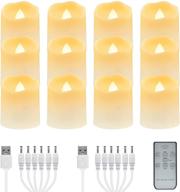 usb rechargeable flameless led tea lights: warm white votive candles with remote for halloween & christmas home decor (12 packs,warm white) логотип