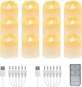 img 4 attached to USB Rechargeable Flameless LED Tea Lights: Warm White Votive Candles with Remote for Halloween & Christmas Home Decor (12 Packs,Warm White)