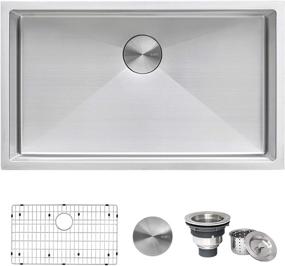 img 4 attached to 💪 Ruvati RVH7433 Stainless Steel Undermount Single Bowl Kitchen Sink - 33-inch 16 Gauge Tight Radius: Spacious and Durable