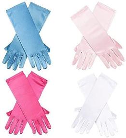 img 4 attached to Premium Satin Gloves for Girls - Perfect Princess Costume or Wedding Accessory, Ages 3-8 (4 Pairs)