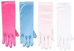 img 2 attached to Premium Satin Gloves for Girls - Perfect Princess Costume or Wedding Accessory, Ages 3-8 (4 Pairs)