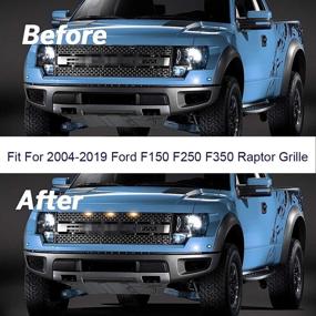 img 3 attached to 🚙 HUSUKU Front Grille Lights for 2004-2019 Ford F150 F250 F350 Raptor & 2013-2018 Dodge Ram 1500 - Pack of 3, Black Lens, LED/Yellow Light
