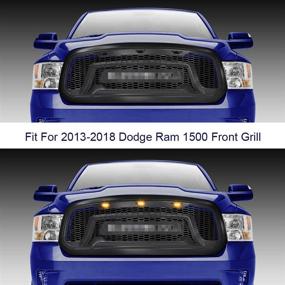 img 2 attached to 🚙 HUSUKU Front Grille Lights for 2004-2019 Ford F150 F250 F350 Raptor & 2013-2018 Dodge Ram 1500 - Pack of 3, Black Lens, LED/Yellow Light