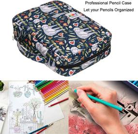 img 3 attached to 🖍️ BTSKY Colored Pencil Case 220 Slots Pen Pencil Bag Organizer - Portable Multilayer Holder for Colored Pencils & Gel Pens - Sloth Pattern