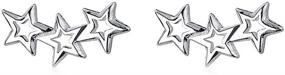 img 4 attached to Sterling Silver Small Star Climber Stud Earrings: Hypoallergenic, White Gold Plated, Perfect ⭐️ Cartilage Studs for Women, Teen Girls - Ideal Gift for Birthdays, Holidays, and Parties