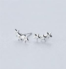 img 2 attached to Sterling Silver Small Star Climber Stud Earrings: Hypoallergenic, White Gold Plated, Perfect ⭐️ Cartilage Studs for Women, Teen Girls - Ideal Gift for Birthdays, Holidays, and Parties