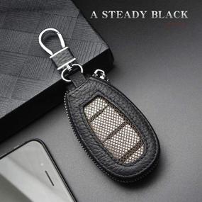 img 1 attached to 🔑 VSLIH Genuine Leather Key Case: Stylish Car Key Cover with Metal Hook, Keyring, Zipper Mesh Wallet & Remote Key Fob Holder