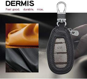 img 3 attached to 🔑 VSLIH Genuine Leather Key Case: Stylish Car Key Cover with Metal Hook, Keyring, Zipper Mesh Wallet & Remote Key Fob Holder