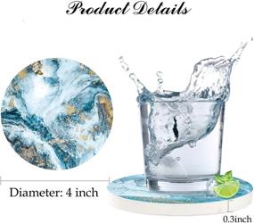 img 2 attached to 🌊 Marble Blue Ocean Style Set of 6 Drink Coasters with Holder - Absorbent Ceramic Coasters with Cork Base, No Scratches or Stains