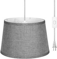 edishine plug in pendant light: grey fabric shade, 15ft clear cord, on/off switch - ideal for bedroom, kitchen, living room, dining table logo