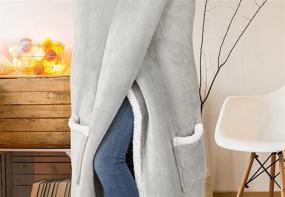 img 1 attached to 🧥 Safdie & Co. Hooded Blanket Throw Wearable Cuddle, 51"x71", Grey - Snuggle up in Style!