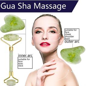 img 3 attached to 🌿 Jade Roller Gua Sha Skin Care - Gua Sha, Derma Face Roller, Body Spa, Chin Eye Back Neck Foot Massager, Anti Aging, Acne Relief, Facial Exfoliation, Face Shaper Tool, Acupressure Pedicure, DIFFMELY