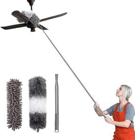 img 4 attached to 🧹 Efficient Telescoping Microfiber Duster: 100" Extension Pole, Bendable Head - Ideal for Roof, Ceiling Fan, Blinds, Furniture, Cars Cleaning