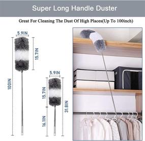 img 3 attached to 🧹 Efficient Telescoping Microfiber Duster: 100" Extension Pole, Bendable Head - Ideal for Roof, Ceiling Fan, Blinds, Furniture, Cars Cleaning