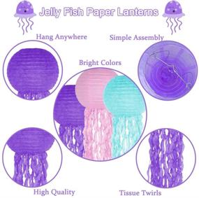 img 2 attached to 🎉 Set of 6 Jelly Fish Paper Lanterns, Hanging Lantern in Pink, Purple, and Blue, Ideal for Mermaid and Unicorn Themed Under The Sea Ocean Birthday Party Decorations