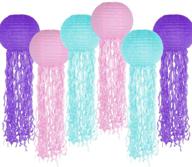 🎉 set of 6 jelly fish paper lanterns, hanging lantern in pink, purple, and blue, ideal for mermaid and unicorn themed under the sea ocean birthday party decorations логотип