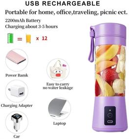 img 1 attached to 🍹 Portable Blender: MIAOKE Smoothie Blender with Six 3D Blades - USB Rechargeable Juicer Cup for Home/Office/Outdoors