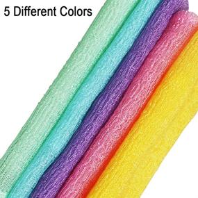 img 3 attached to 🛀 Long Exfoliating Nylon Bath Cloth Towel Set - 5 Pieces, 35 inches, 5 Colors