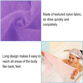img 2 attached to 🛀 Long Exfoliating Nylon Bath Cloth Towel Set - 5 Pieces, 35 inches, 5 Colors
