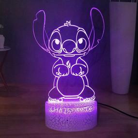 img 3 attached to 🌙 Laysinly Lovely Stitch 3D LED Night Light: Delightful Lilo & Stitch Table Lamp for Girls | Perfect Baby Bedroom Sleeping Lamp, Bedside Night Light, Birthday Xmas Gift ─ Stitch Light for Girls, Kids, Teens