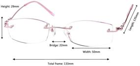 img 1 attached to 💎 Dazzling SOOLALA Purple Lens Rimless Reading Glasses with Rhinestones—Stylish Diamond Cut Edge for a Glamorous Look