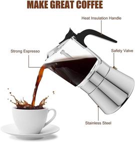 img 3 attached to ☕ Moka Pot - Rumia Stovetop Espresso Maker, Glass & Stainless Steel Moka Pot, 6-Cup/240 ml/8.5 oz, Strong Coffee Maker, Dishwasher Safe, Classic Italian Percolator Style