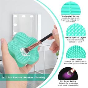 img 3 attached to 💐 Unaone 2 Pcs Makeup Brush Cleaning Mat, Cosmetic Brush Cleaning Pad with Color Removal Sponge, Dual Purpose Silicone Cleaner Box for Dry Brush Color Switch and Wet Cleaning, Flower Green & Pink