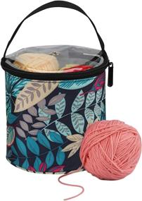 img 4 attached to 🧶 Beginner and Kids Coopay Mini Yarn Storage Bag - Ideal for Knitting and Crocheting Supplies. Convenient Tote for Store Skein Balls, Short Knitting Needles, Crochet Hooks Set, and Ongoing Projects. Blue Leaves Design.