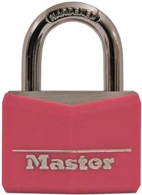 img 4 attached to Pink Master Lock 146D Covered Aluminum Keyed Padlock, 1-9/16 inches: Secure Your Belongings with Style