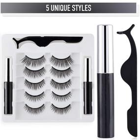 img 1 attached to 💁 Get Natural-looking Lashes with Magnetic Eyelashes & Eyeliner Kit - 5 Pairs of Reusable Magnetic Lashes and Easy Application Tweezers