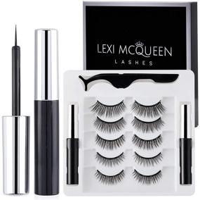 img 4 attached to 💁 Get Natural-looking Lashes with Magnetic Eyelashes & Eyeliner Kit - 5 Pairs of Reusable Magnetic Lashes and Easy Application Tweezers
