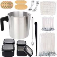 🕯️ premium christmas candle making kit: 1.2l pouring pot, 4pcs tins, 1pc mixing spoon, 100pcs wick & glue stickers - diy supplies for adults logo