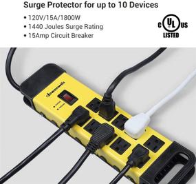 img 3 attached to DEWENWILS Heavy Duty 10-Outlet Surge Protector Power 💪 Strip - Wall Mountable, 15Ft Cord, 1440Joules, UL Listed