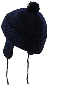 img 2 attached to Navy Toddler Beanie Hat with Flaps: Perfect Boys' Accessory for Hats & Caps