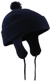 img 3 attached to Navy Toddler Beanie Hat with Flaps: Perfect Boys' Accessory for Hats & Caps