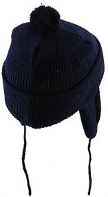 img 1 attached to Navy Toddler Beanie Hat with Flaps: Perfect Boys' Accessory for Hats & Caps