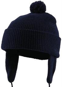 img 4 attached to Navy Toddler Beanie Hat with Flaps: Perfect Boys' Accessory for Hats & Caps